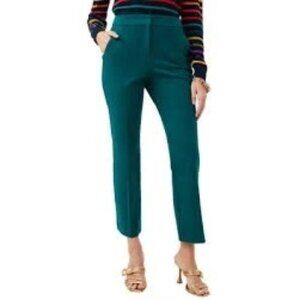 Trina Turk $298 Womens Teal Straight-Leg Pants‎ High-Rise With Pockets 4 NWT